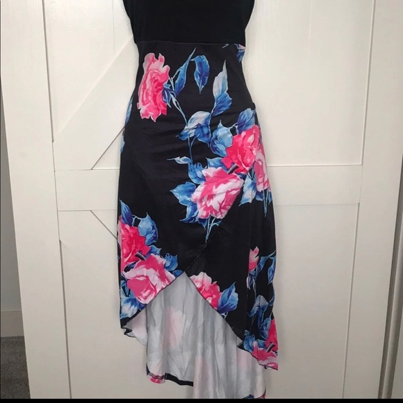 Floral print Asymmetric Maxi Dress w Pockets - Picture 4 of 7